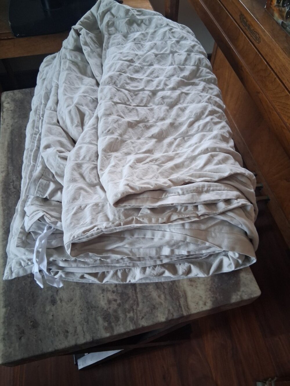 Boll & Branch Relaxed Seersucker White KING Duvet Cover & Shams Set. OPEN BOX